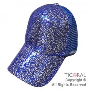 SOMBRERO VISERA LENTEJUELAS AZUL CAP x 1